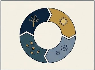 Illustration of a seasonal cycle wheel representing timing considerations for dock permit applications